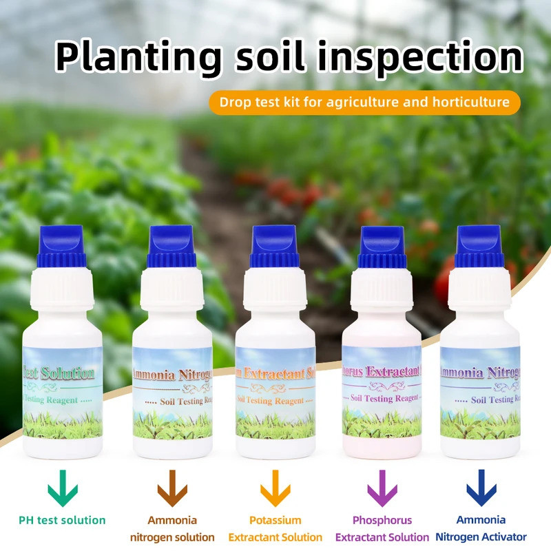 4 in 1 Soil Test Solution Kit PH kalium Phosphorus ไนโตรเจนวัดดิน Test Liquid Kit สําหรับการเกษตร Ga