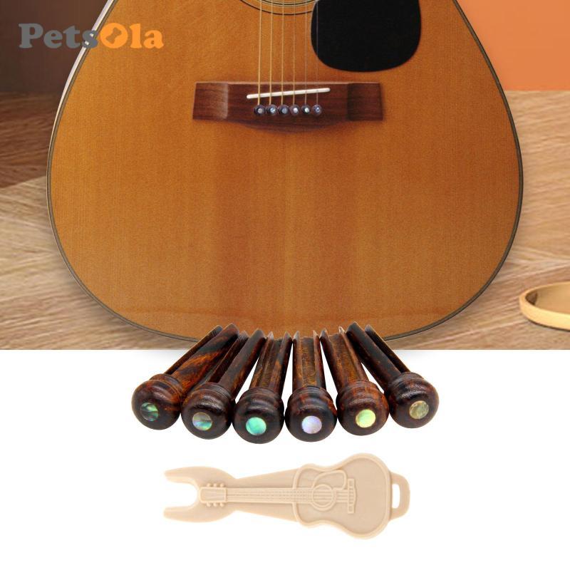 [Koolsoo2] 6x Bridge Pins Acoustic Guitar อะไหล่แบบพกพา Professional Guitar Fixed String Nails กีตาร