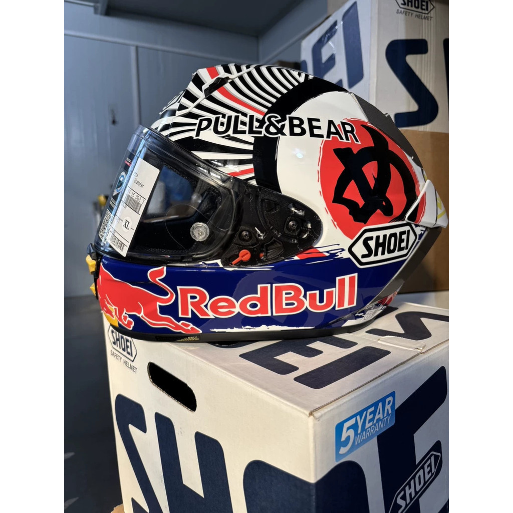 ReadyStock # หมวกกันน็อคเป็นใหม่เอี่ยม # shoei หมวกกันน็อคแบบเต็มหน้า Shoei x15 Red Bull Lucky Cat
