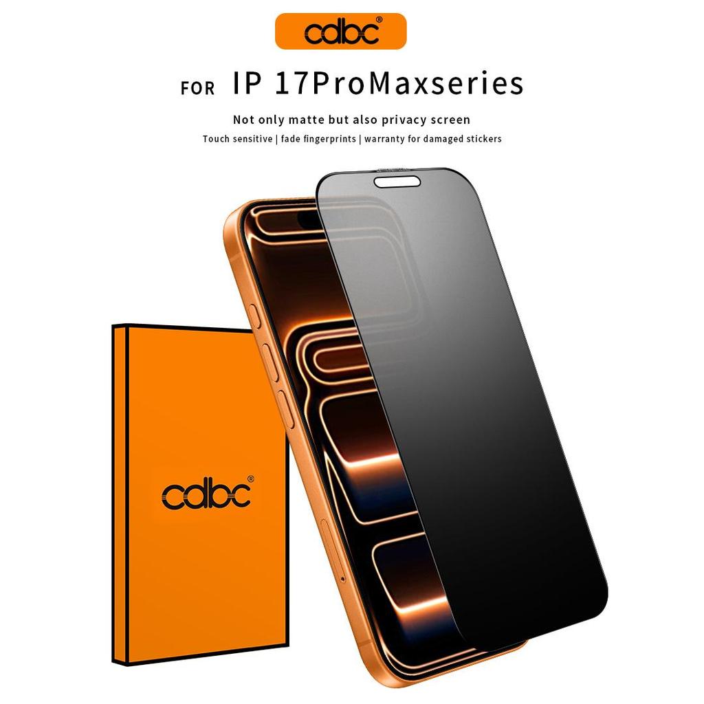 [cdbc]ฟิล์มกันรอยหน้าจอกระจกนิรภัยด้านความเป็นส่วนตัวสําหรับ iPhone 17/17pro/17promax/17air/16promax/15promax/14promax/13promax.กระบวนการป้องกันลายนิ้วมือ
