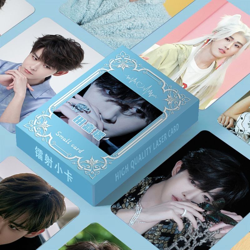 Tian Jiarui เลเซอร์ชนิดบรรจุกล่อง Photocard สินค้า 10 ซม.ภาพฟิล์มมุมกลม HD LOMO การ์ดแฟลชของขวัญ#田嘉瑞镭射盒装小卡周边三寸照片圆角覆膜高清LOMO闪卡礼品