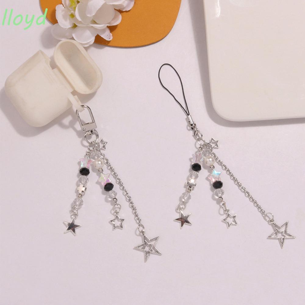 LLOYD Y2K โทรศัพท์ CHAIN, Key Chains โทรศัพท์ Charm Y2K Star โทรศัพท์จี้, Y2K ความงามพวงกุญแจสไตล์เช