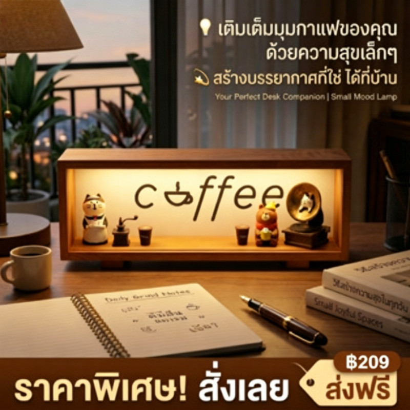 โคมไฟกลางคืนไม้อะคริลิค ไฟหัวเตียงสำหรับห้องนอน ไฟบรรยากาศ ประดับโต๊ะ ของขวัญวันเกิด ตกแต่งบ้าน