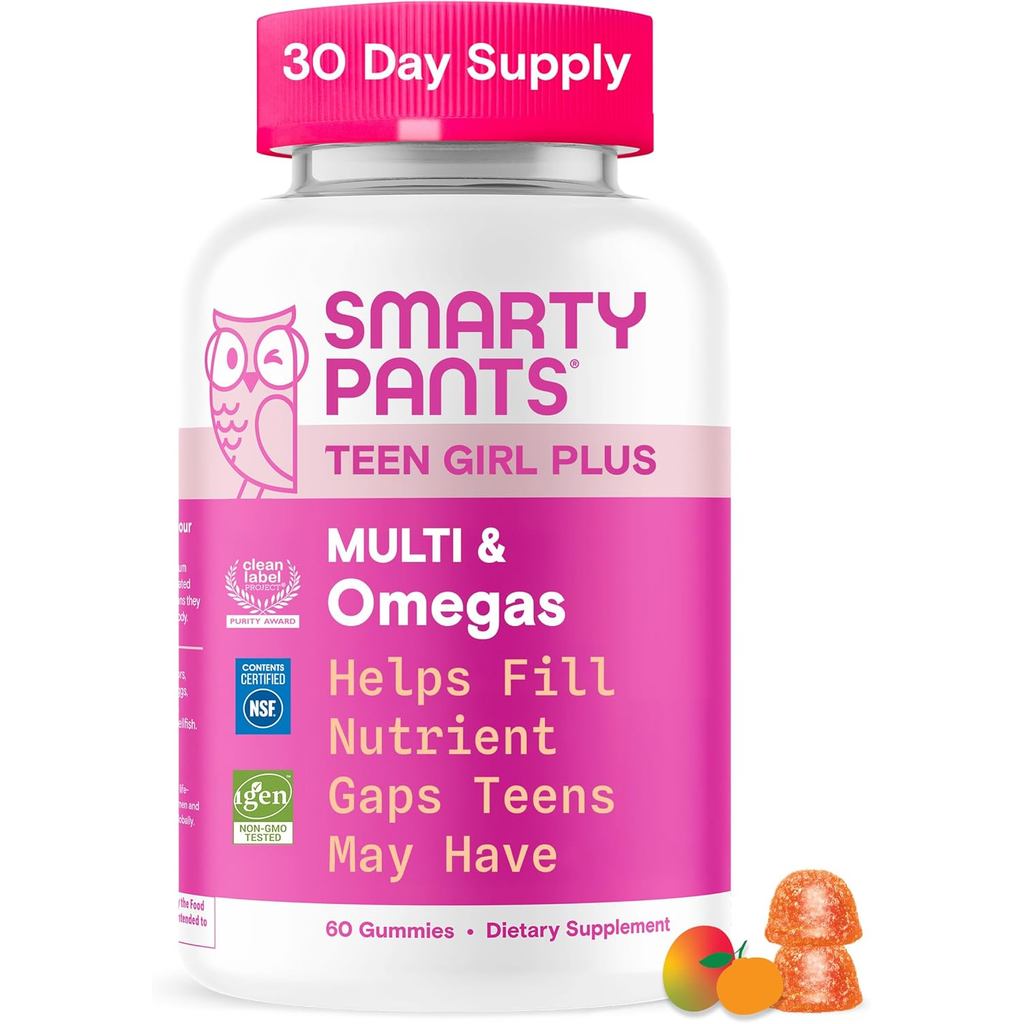 SmartyPants Girly Multivitamin Jelly-better Formula: Omega 3 (DA/EPA), Vitamin C, D3, B12, Vitamin A