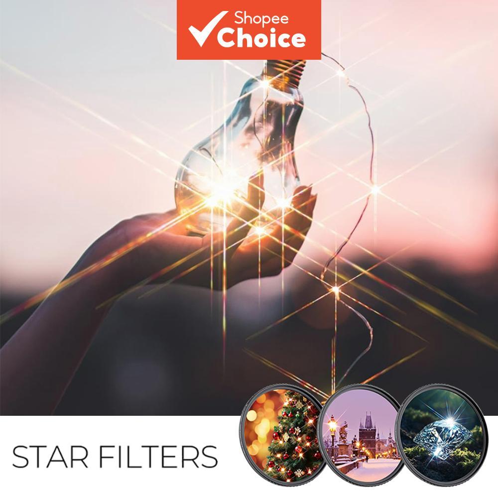 Optical Glass Star Effect เลนส์กรอง 4X 6X 8X Starburst สําหรับ Canon สําหรับ Sony สําหรับ Nikon DSLR เลนส์กล้องกรองของขวัญวันเกิดคริสต์มาส ราคา ถูกที่สุด ดีลบีเคเค