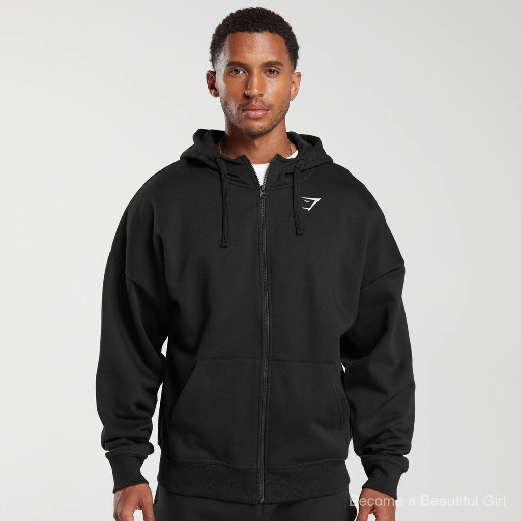 GYMSHARK Shark Men's Zipper Hoodie Casual Sports Home Hoodie Unisex