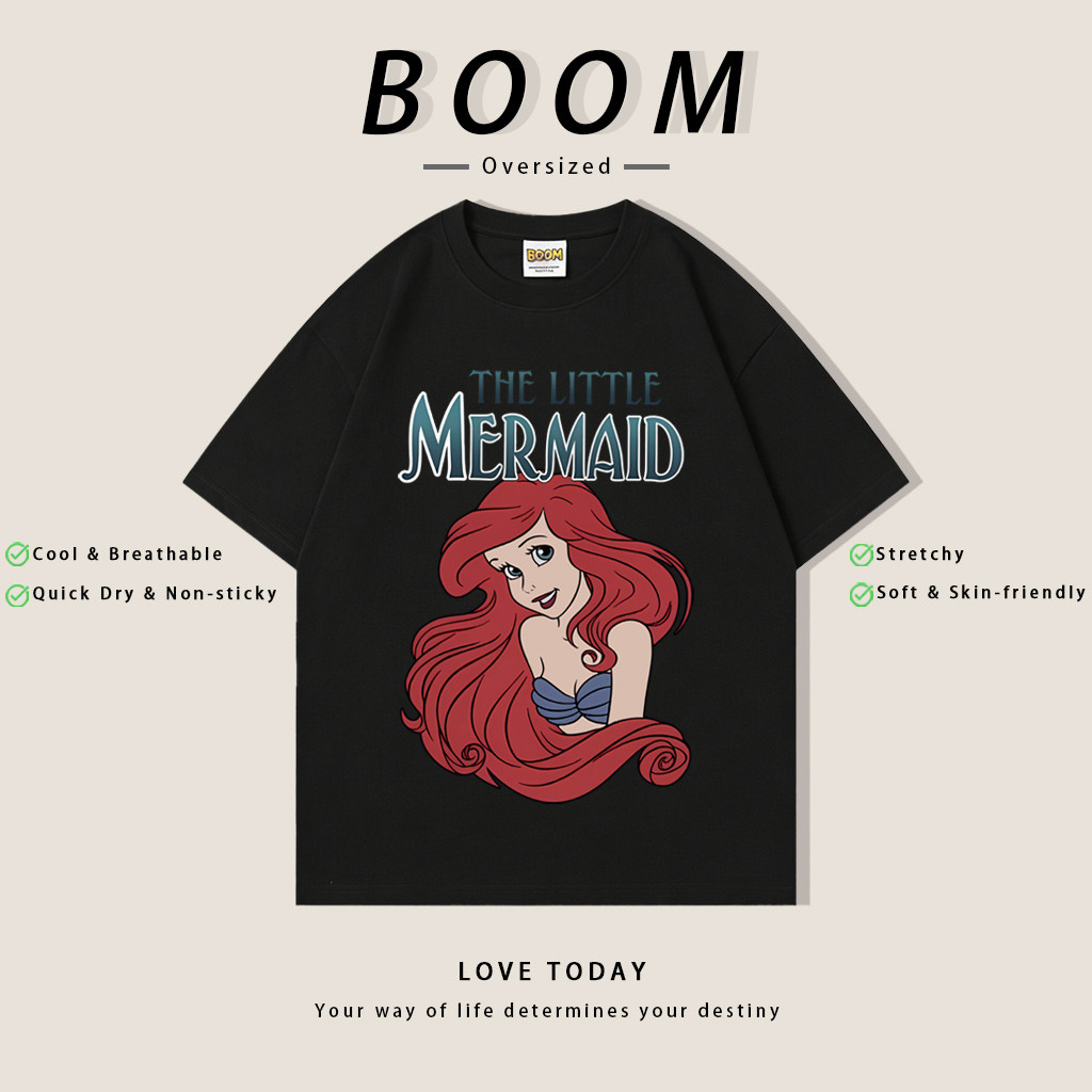 BOOM ฤดูร้อน เสื้อยืดสั้นแขน สไตล์เกาหลี Oversize ลายการ์ตูน ผ้ายืดคุณภาพ ระบายอากาศดี (เงินสดปลายทาง)