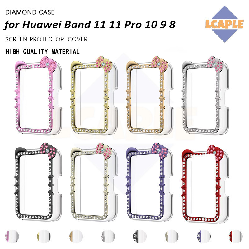 กรณีเพชร PC Cover สำหรับ for Smartwatch Huawei Band 11/ Huawei Band 11 Pro ผู้หญิงน่ารักเด็กป้องกันหน้าจอรู