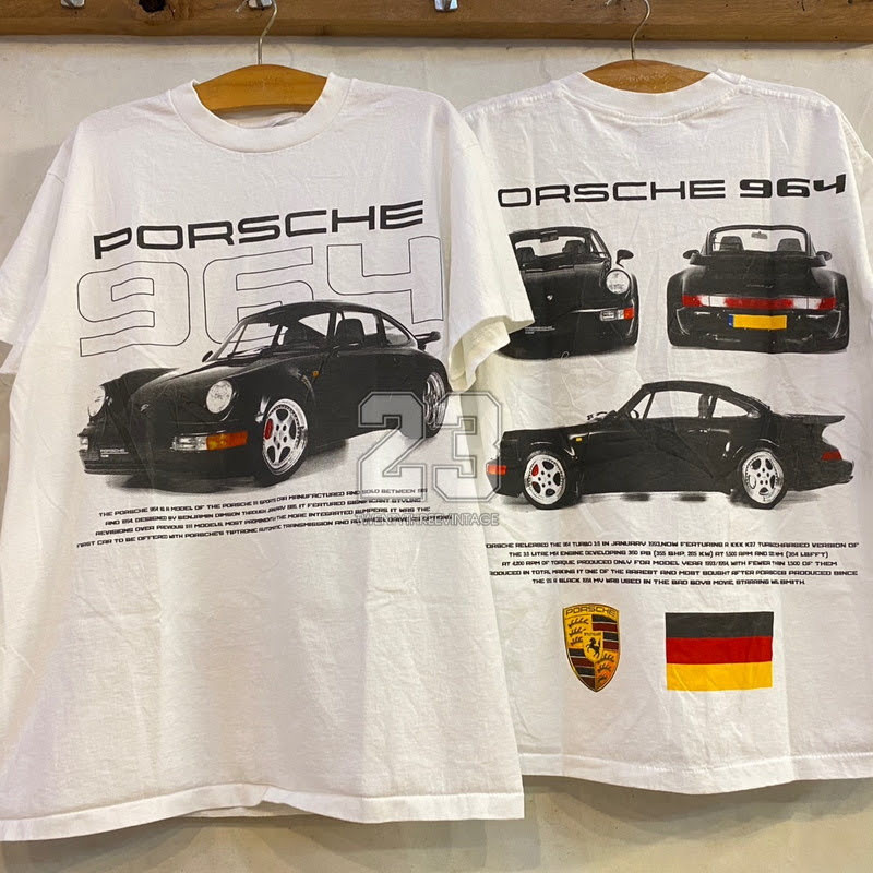 HOT 2025 PORSCHE 964 Super Car เสื้อวินเทจ เสื้อรถ รถตำนาน vintage shirt เสื้อยืดผู้ชาย