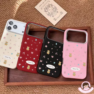 เคสหนัง ลายหมี-ดอกไม้ น่ารัก สีคละ สไตล์ฮิต สำหรับ iPhone 15 air 13 11 16 17 14 12 Pro Max 7Plus 16 7 14 8 15 Plus X XR
