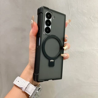 SAMSUNG เคสแม่เหล็กป้องกันมุมสี่มุม สําหรับ Galaxy Z Fold 7/6/5/4 พร้อมที่วางแหวนโลหะ