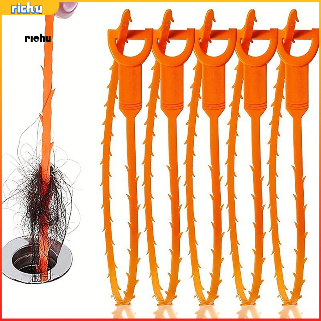 [richu] 5pcs Bendable Sink Snake Tool Hair Remover Drain Clog Cleaner นํากลับมาใช้ใหม่ใช้งานง่าย Unclogger สําหรับห้องน้ําห้องครัวท่อระบายน้ําท่อทําความสะอาดผมและเศษRemoverสําหรับท่อ