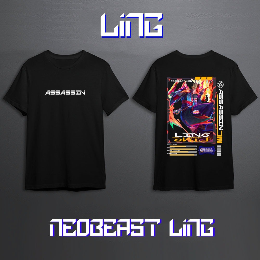 MOBILE LEGEND LING SKIN COLLECTOR HERO T-SHIRT//ML T-SHIRT/MOBILE LEGEND T-SHIRT// LING T-SHIRT/ LIN