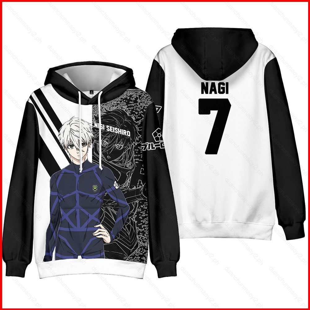 DC2 HOODIE สีฟ้า ลายพิมพ์ 3D แบบหลวม สไตล์คูลๆ อเนเมะ สำหรับทั้งชายและหญิง