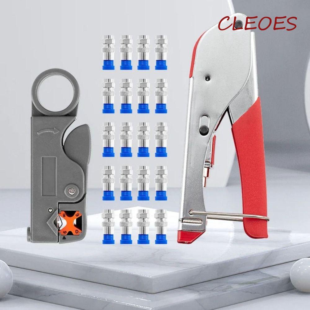 CLEOES Coax Cable Crimper, เหล็กคาร์บอนทนต่อการสึกหรอ Wire Stripper ชุดเครื่องมือ, ความแข็งสูงมัลติฟ