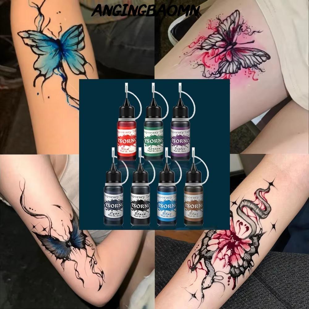 หมึกวาดลายสักชั่วคราว DIY 10ml สำหรับสร้างสรรค์งานศิลปะบนผิว และเน้นลวดลายด้วยครีม