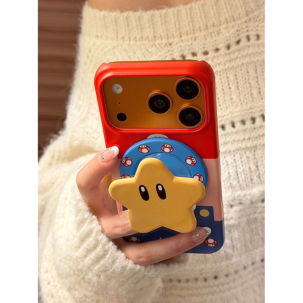 เคสแม่เหล็กน่ารักครึ่งครอบคลุมเคสแข็งฟิล์มขาตั้งแม่เหล็กแบบถอดได้สําหรับ IPhone 17 Pro Max 16 Pro 15 14 Pro