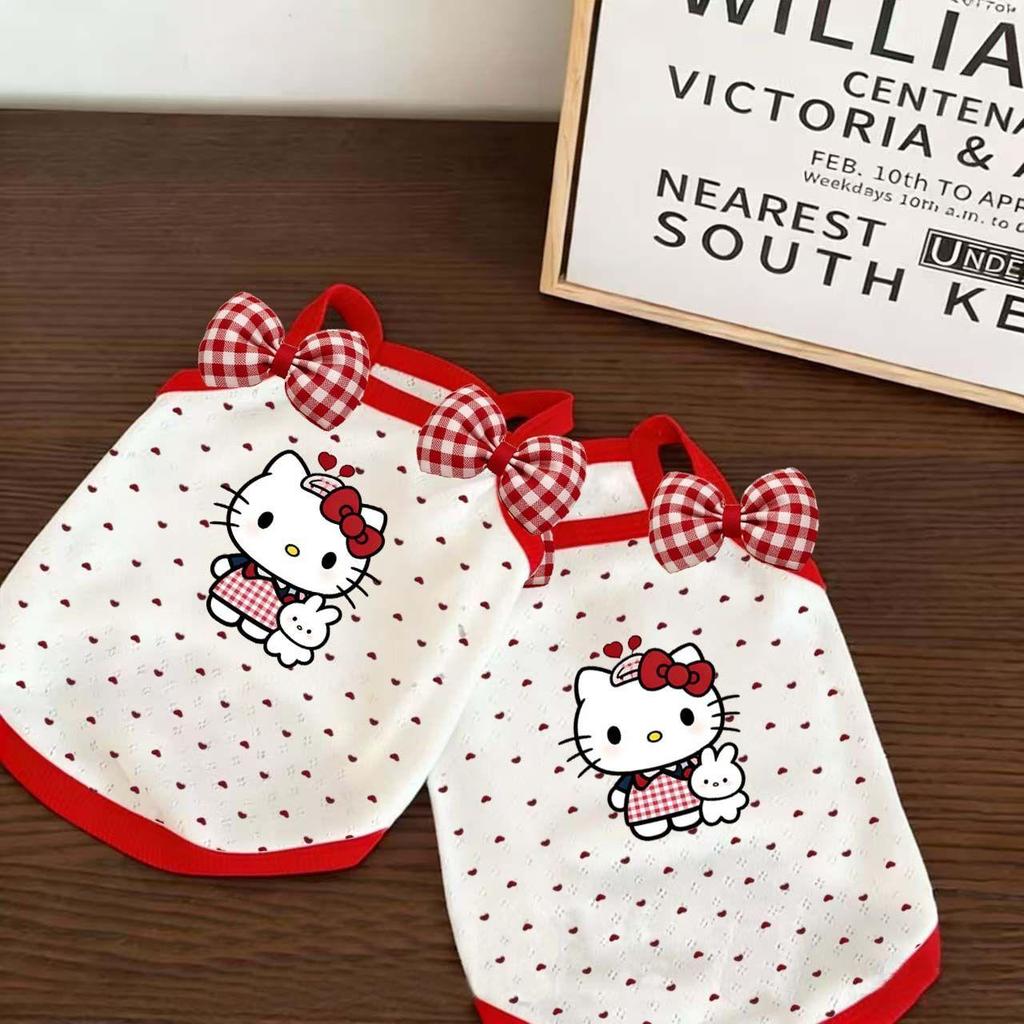 Hello Kitty Bow Pet Vest Cat Dog Spring Summer Air Conditioning Suit