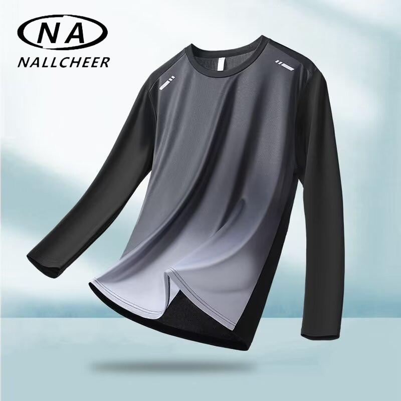 เสื้อยืดแขนยาวผู้ชาย NALLCHEER แห้งเร็วและระบายอากาศได้ดี เหมาะสำหรับสวมใส่ทุกวัน