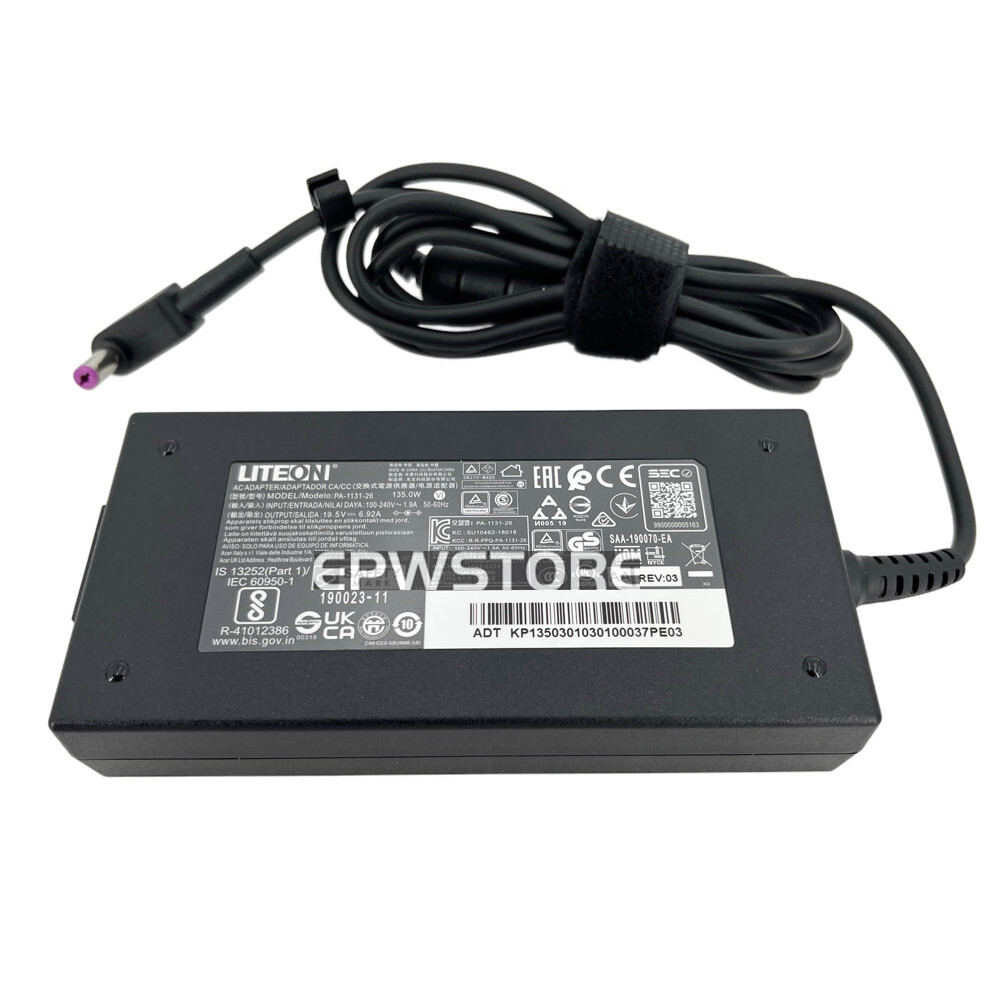 LITEON 6.92A 135W AC Adapter Charger สําหรับ Acer Nitro V15 ANV15-41-R8EY PA-1131-26