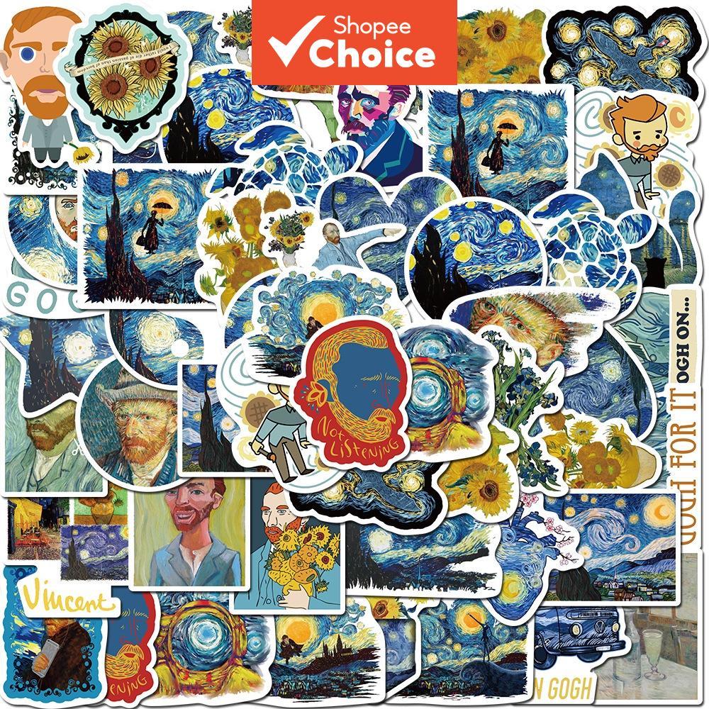 ภาพวาด 40 ชิ้น * 5 แพ็คของ Van Gogh สติกเกอร์สําหรับกระเป๋าเดินทาง DIY Scrapbooking เครื่องเขียน Decal