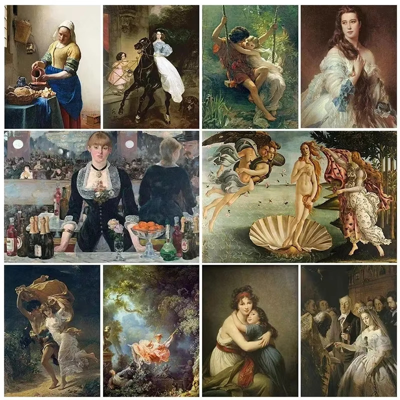 ภาพวาดผ้าใบยุคฟื้นฟูศิลปวิทยาที่มีชื่อเสียง HD โปสเตอร์คลาสสิก Wall Art พิมพ์สําหรับห้องนั่งเล่น Frameless Home Decor ของขวัญ
