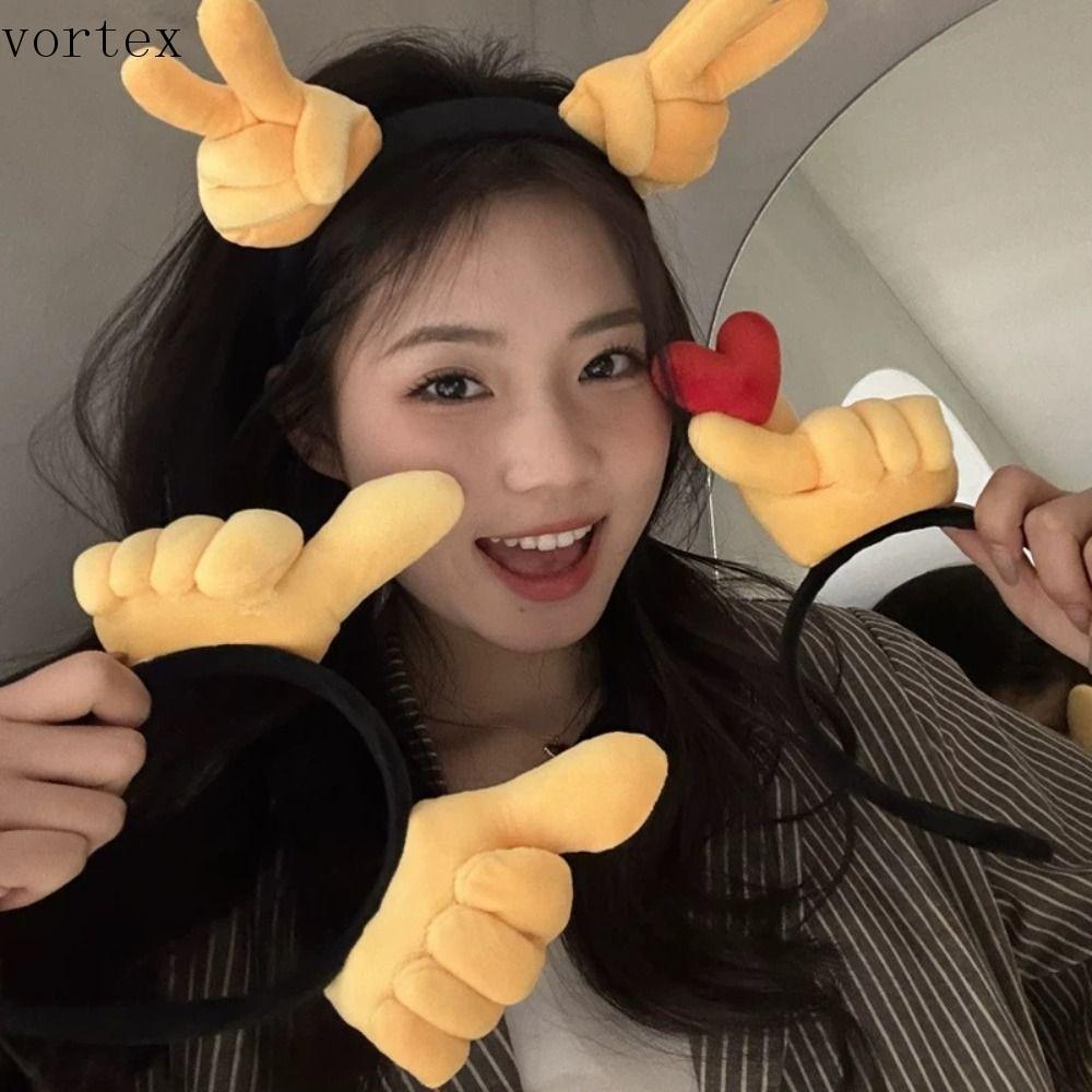 VORTEXG แถบคาดศีรษะแบบ gesture ลายการ์ตูน, อุปกรณ์เสริมสำหรับของตกแต่งทรงผม พลาสวูฟ แสดง Thumbs-up ส