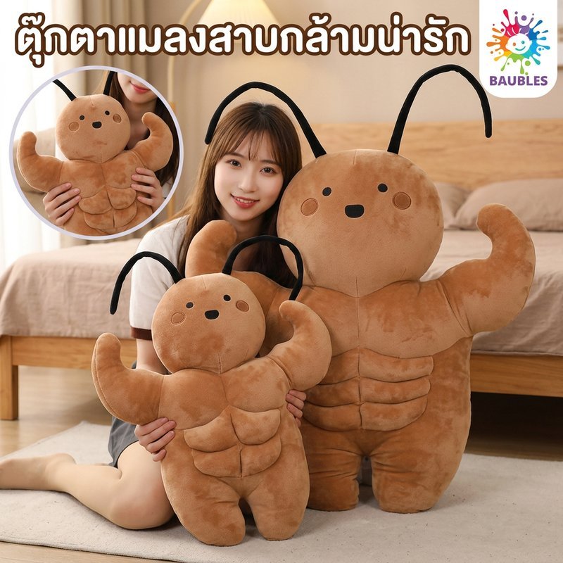 ตุ๊กตาแมลงสาบ ตุ๊กตานุ่ม ตุ๊กตาตลก ของขวัญวันเกิด ของเล่นแกล้งเพื่อน แมลงสาบกล้าม ตุ๊กตากวน