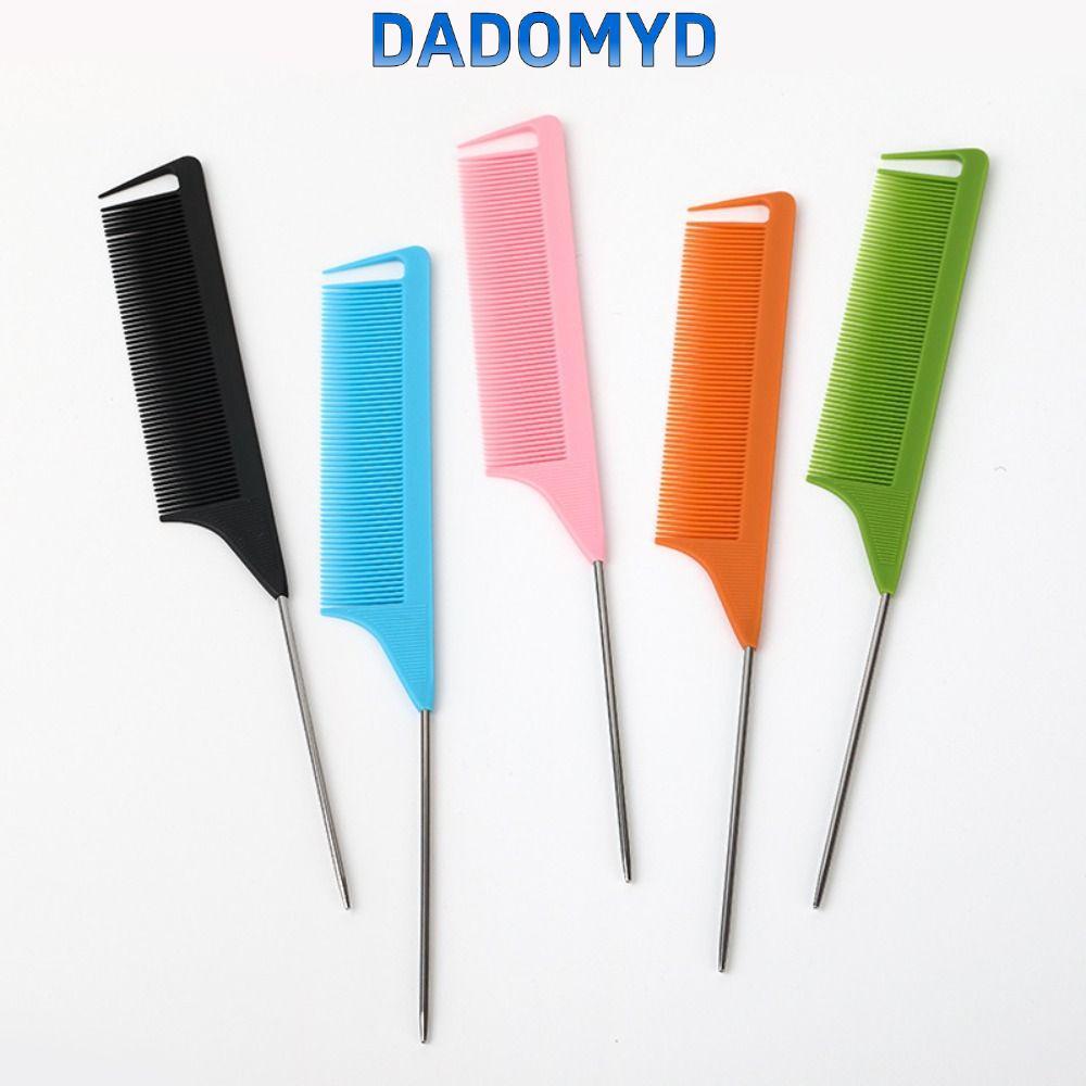 DADOMYD ร้อน หวีหางปลายเหล็ก, หวีจัดแต่งทรงผมหางแหลมฟันละเอียดป้องกันไฟฟ้าสถิตย์, อุปกรณ์ตัดผมคุณภาพร้านเหล็กเข็มปลายขาแปรงหวีผมมืออาชีพตัดผม