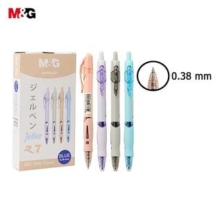 ปากกาเจล M&G AGP023DP ขนาดหัว 0.38 มม ปากกาเจลกดสีน้ำเงิน ปากกาเจลแบบกด สีชัด เส้นคม