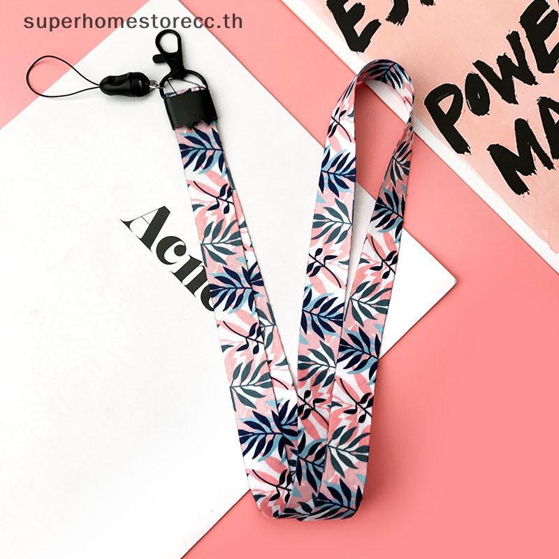 Superhomestorecc ใบรูปแบบสายคล้องคอ Lanyard สําหรับคีย์ ID Card ที่วางโทรศัพท์ DIY แขวนเชือก CCD