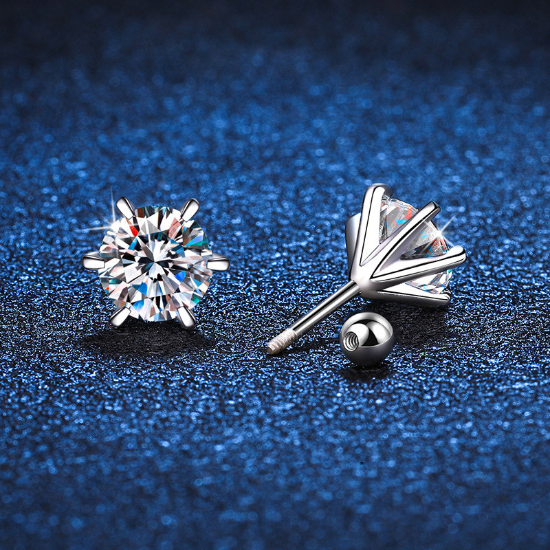 Popular~s925Silver earrings for men and women, threaded earrings, moissanite earrings, tiger claw si