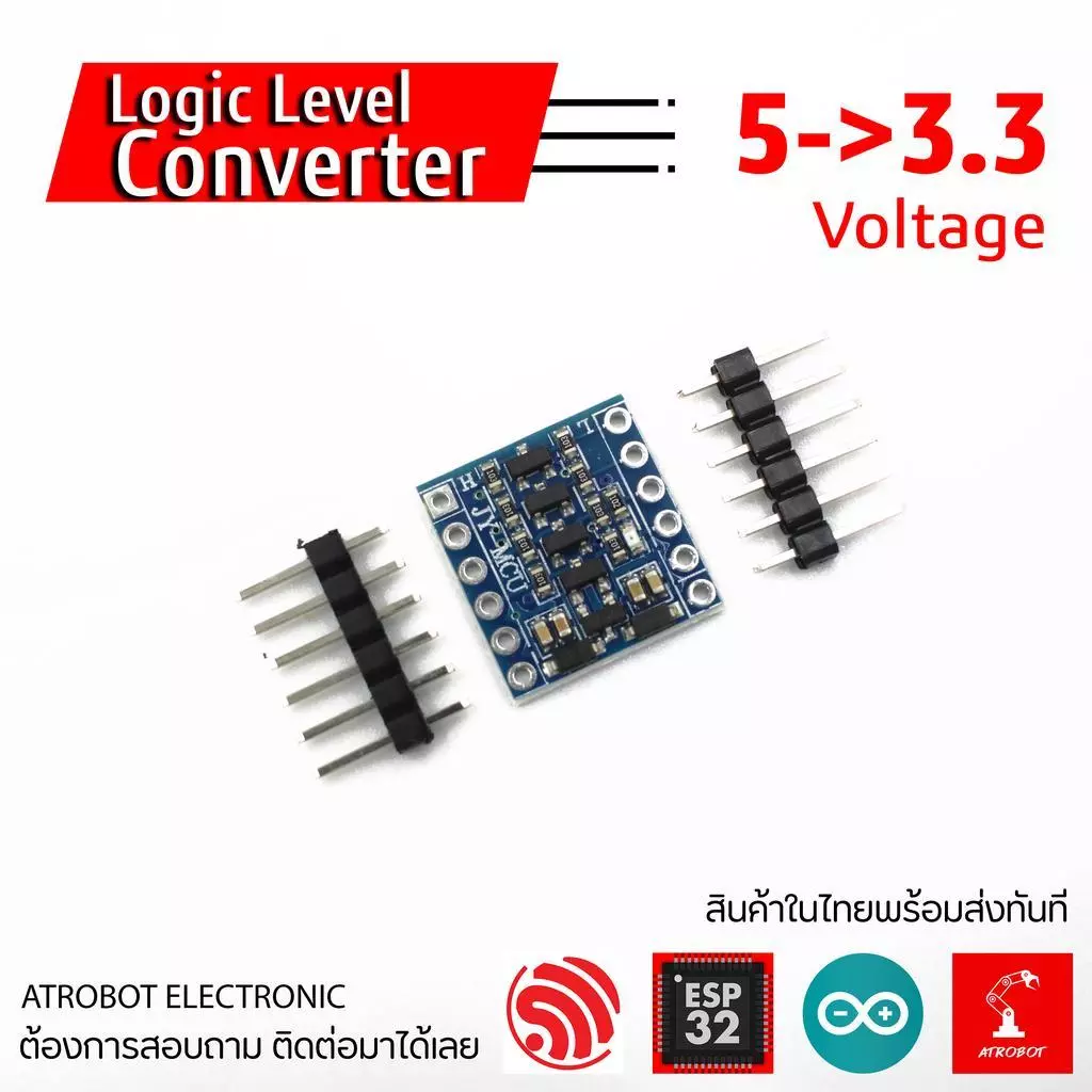 5V to 3.3V Logic Level Converter Bi-Directional Module (4-Channel, IIC/UART/SPI) โมดูลปรับแรงดัน (Version Modele)
