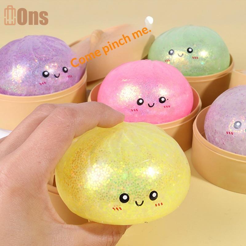 Ons ซาลาเปานึ่งนุ่มหยิกจําลองขนมปังนึ่งเดสก์ท็อปเครื่องประดับบีบอัด Offi ที่