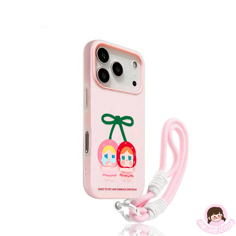เคสไอโฟน13 การ์ตูนเด็กร้องไห้แดงเชอร์รี่ 2 in 1 อ่อนสำหรับ IPhone 16 15 17 13 11 14 12 Pro Max 7 8 16 Plus X XR XS Max