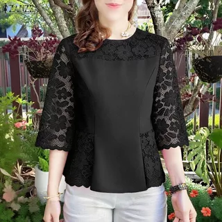 ZANZEA สไตล์เกาหลีสำหรับผู้หญิง เสื้อลุคหรูหรา มีงานปักลายลูกไม้และเนื้อผ้านุ่ม