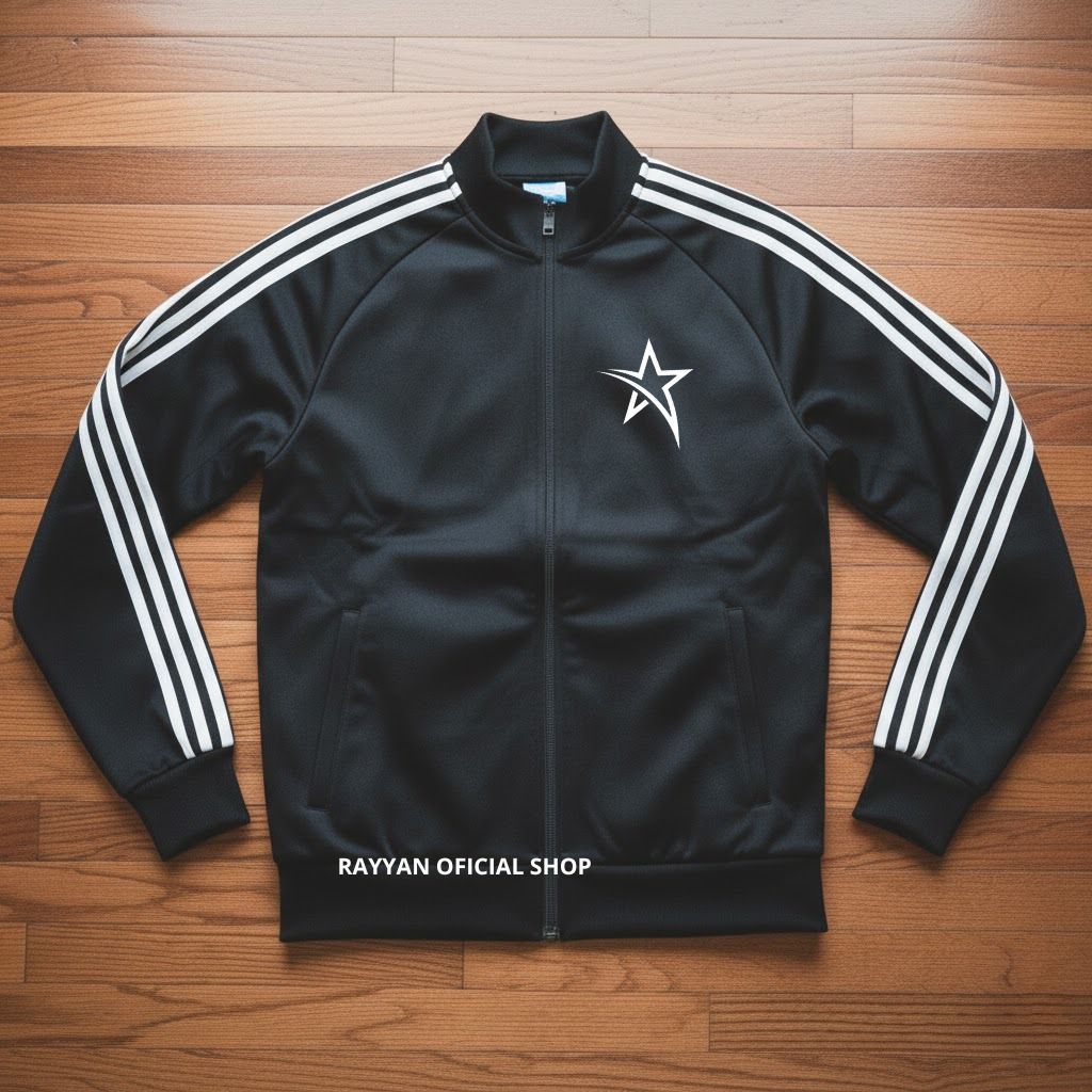 Rayyan Official Shop - Star Pray Tracktop Jacket EAsport Outdoor White Hand List Motif Black M-XL - 
