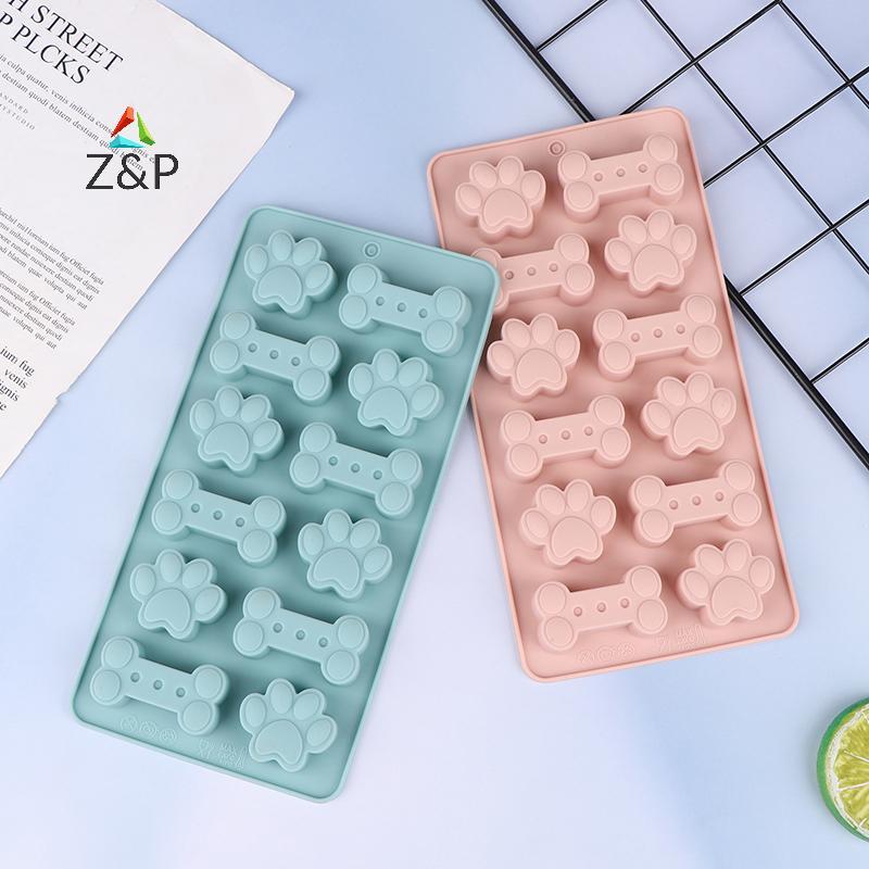 Z&P ซิลิโคนลูกสุนัขสุนัข Paw Bone Molds Elegant ช็อกโกแลตคุกกี้แม่พิมพ์สําหรับเบเกอรี่ Non-Stick สุนัขรักษาแม่พิมพ์เหมาะสําหรับเตาอบไมโครเวฟ COD