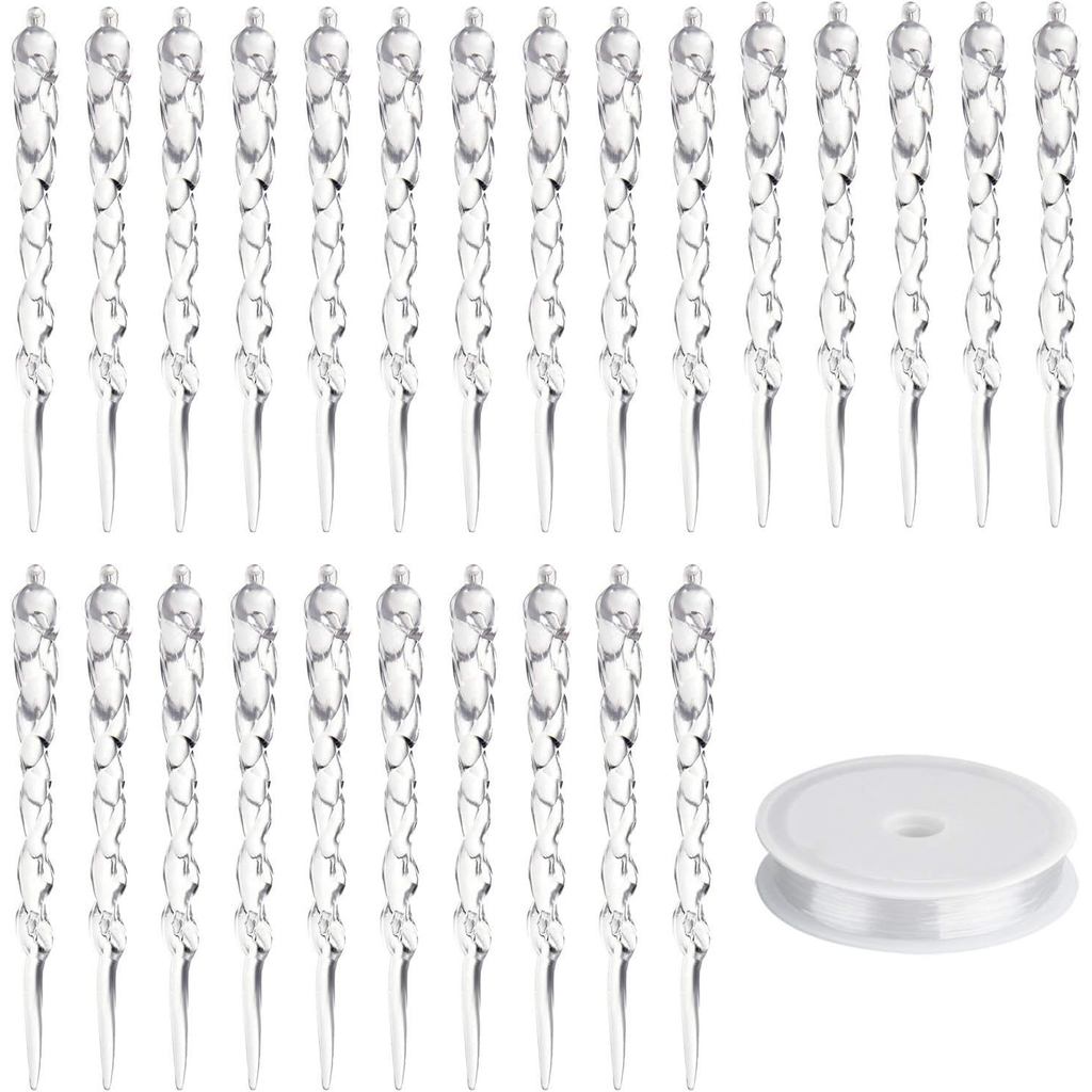 FEPITO 35 PCS คริสต์มาสอะคริลิค Icicle พลาสติกใส Icicle เครื่องประดับสําหรับ Christmas Party ต้นคริส
