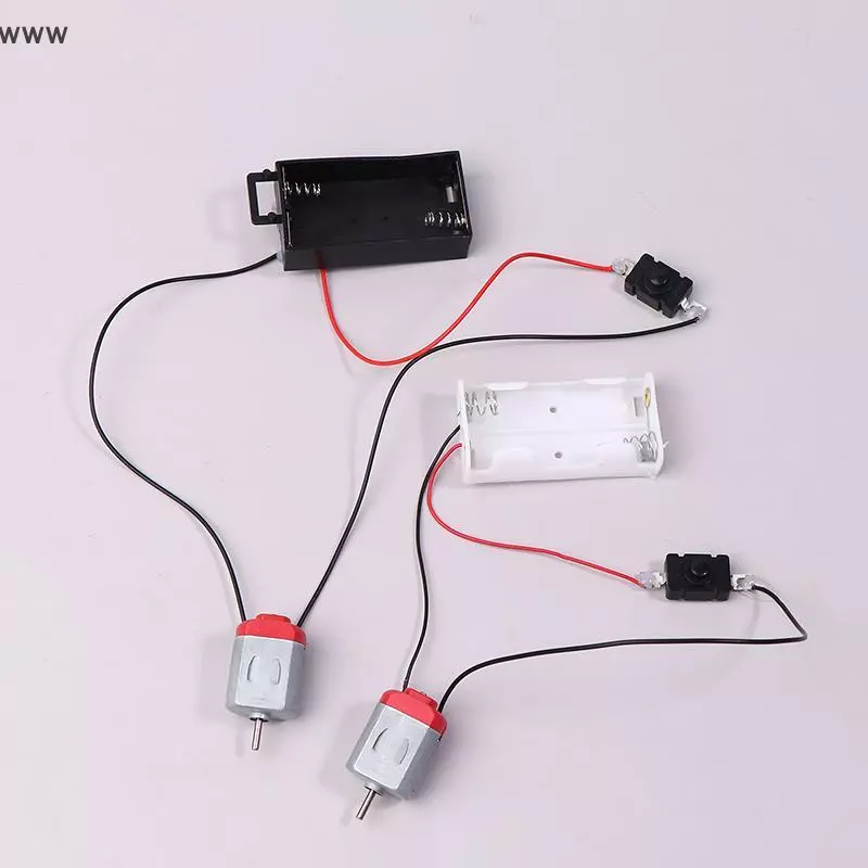 Cod ชุดมอเตอร์130สีขาวพร้อมกล่องเก็บแบตเตอรี่2xAA 16500 rpm, ชุดโมเดลมอเตอร์ไฟฟ้าขนาดเล็ก DIY