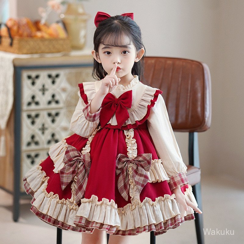ชุดเจ้าหญิงสไตล์โลลิต้าสีแดง สำหรับวัยรุ่นและเด็ก อ่อนโยนแต่สง่างาม พร้อมสวมใส่วันสำคัญ