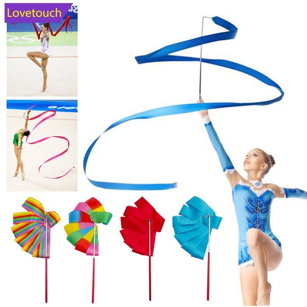 LOVETOUCH 2 M/4 M สีสัน Gym Dance Rhythm Art Gymnastic ริบบิ้นบัลเล่ต์ Streamer Twirling Rod Stick ส