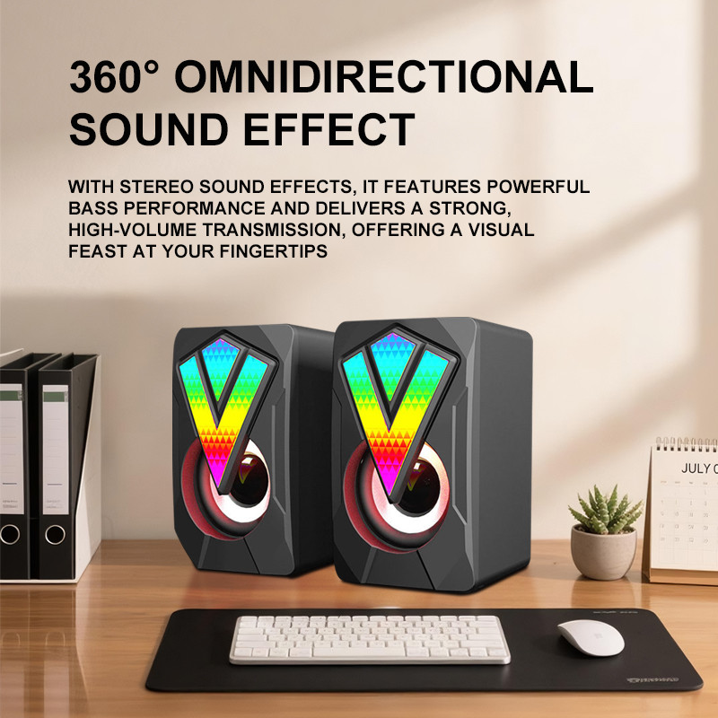 Mini Computer Speakers 7.1 Surround Sound RGB Gaming Speakers Computer Desktop Subwoofer Music Gamin
