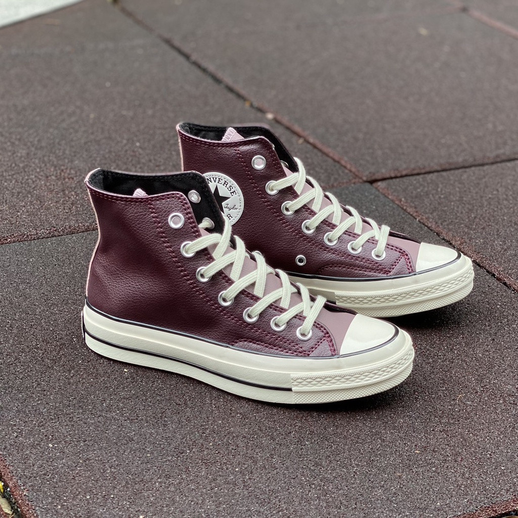 Converse Chuck 70s lychee grain leather top fashion clash color high-top casual รองเท้าผ้าใบสําหรับผ