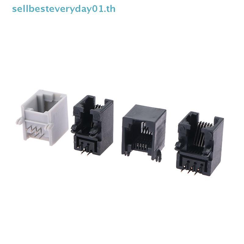 & Sellingbest & 10PCS RJ11 ซ็อกเก็ตโทรศัพท์ขาโค้ง 95001 4P4C 6P6C 6P4C แจ็คหญิง Pcb Connector ซ็อกเก