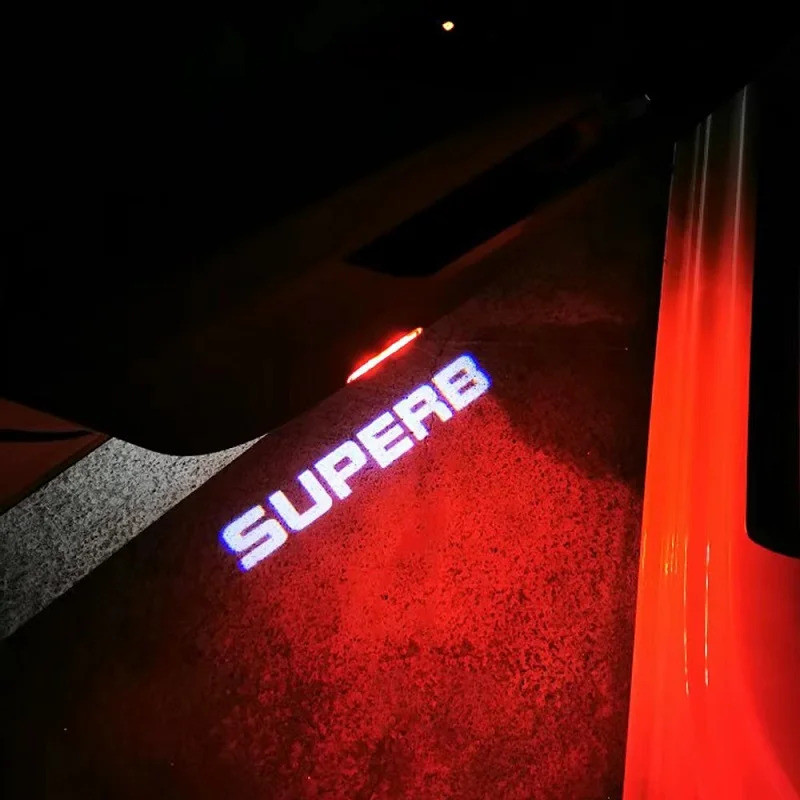 2/4pcs SUPERB Shadow Welcome Light Logo Light Car Styling SUPERB Logo Projector Lamp Courtesy Light 