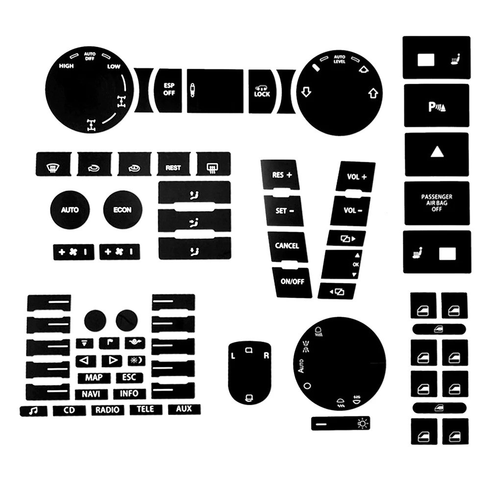For Volkswagen VW Touareg 2004 2009 Car Center Console Part Switch Button Repair Kit Sticker Decal F