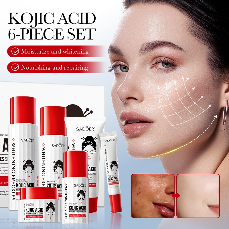 SADOER Kojic Acid Brightening & Spot-Correction 6 ชิ้น Set – 100g Cleanser / 120ml Toner / 20g Eye C