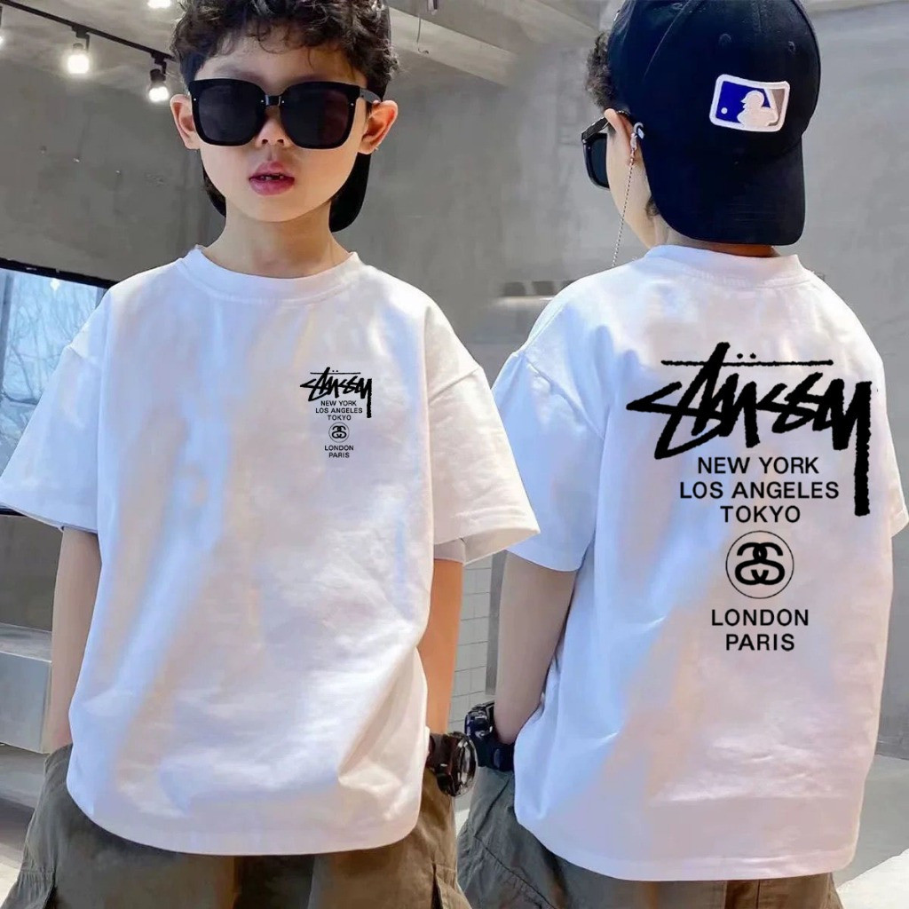 เสื้อยืดคอกลมสำหรับเด็กผู้ชาย ทำจากผ้าฝ้ายพรีเมียม 100% สวมใส่ได้ทั้งชายและหญิง มีให้เลือกตั้งแต่ไซส์ 2/3 จนถึง 10/11