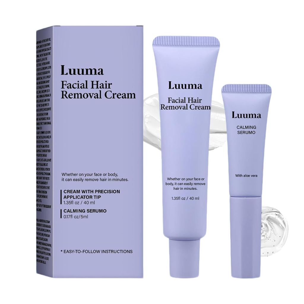 ครีมกําจัดขนบนใบหน้าสําหรับผู้หญิง ครีมกําจัดขนบนใบหน้า Luuma - ชุดผิวแพ้ง่าย 2-in-1 พร้อมเอสเซ้นส์ผ